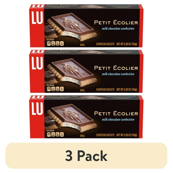 (3 pack) Lu Petit Ecolier European Milk Chocolate Biscuit Cookies, 5.3 oz