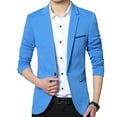 thumbnail image 1 of Lu's Chic Men's Business Casual Blazer Long Sleeved Blazer Jacket Casual Snazzy Split Suit Jacket Blue 38, 1 of 3