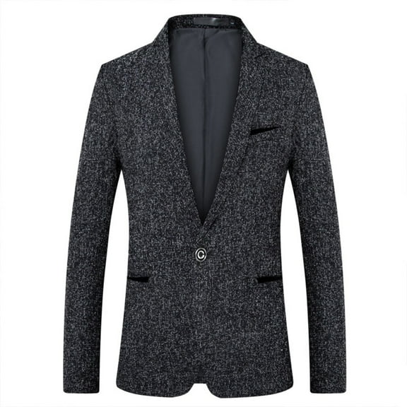 Lu's Chic Men's Business Casual Suit Jacket Cozy Sport Coat Slim Fit Business Work Casual Blazer Jacket Black 38