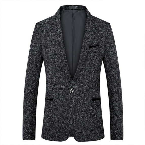 Lu's Chic Men's Business Casual Suit Jacket Cozy Sport Coat Slim Fit Business Work Casual Blazer Jacket Black 38