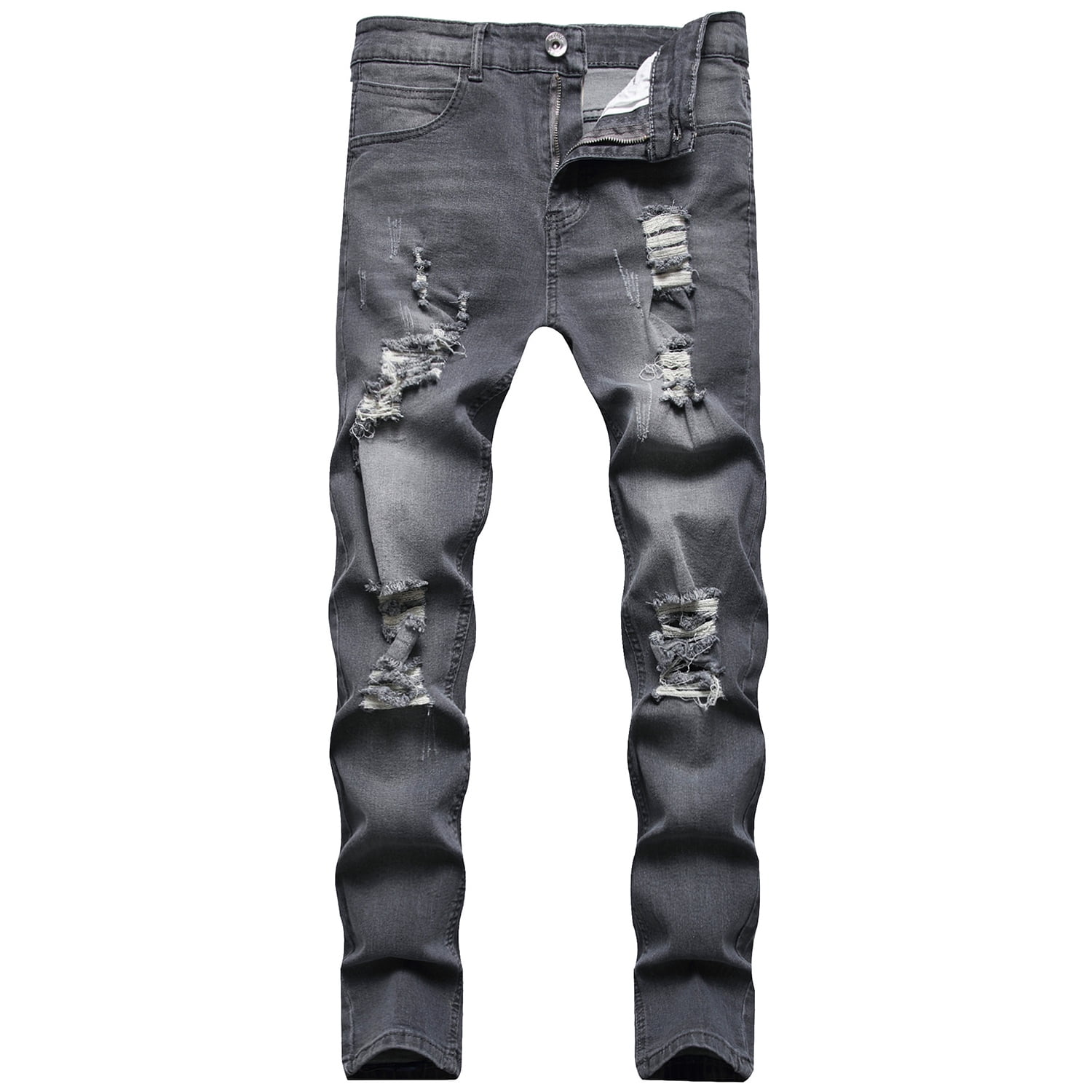 SWSMCLT Men's Distressed Jeans Denim Jeggings Slim Fit Pants Mid