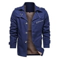 thumbnail image 1 of Lu's Chic Men's Fall Jackets Cotton Long Sleeve Slim Fit Single Breasted Notch Lapel Hoodless Button Up Trench Coat Spring Outerwear Black Small, 1 of 4