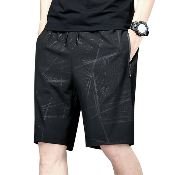 Lu's Chic Men's Gym Shorts Mid Rise Casual Shorts Elastic Waist Drawstring Slim Fit Lounge Pocket Track Short Black2 XX-Large