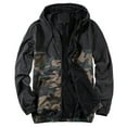 thumbnail image 1 of Lu's Chic Men's Hooded Windbreaker Jacket Lightweight Loose Fit Windproof Water Resistant Unlined Outdoor Light Rain Jacket Black Camouflage 46, 1 of 2