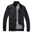 thumbnail image 1 of Lu's Chic Men's Light Jacket Long Sleeve Outerwear Full Zip Hoodless Zip Up Casual Windbreaker Dress Bomber Jacket Lightweight Black Medium, 1 of 3