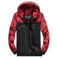 thumbnail image 1 of SWSMCLT Men's Lightweight Windbreaker Jacket Loose Fit Outdoor Hooded Rain Jacket Windproof Unlined Waterproof Red Camouflage 46, 1 of 2