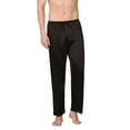 thumbnail image 1 of Lu's Chic Men's Long Satin Pajamas Pants Pjs Soft Ankle Summer Lounge Thin Lightweight Sleeping Mid Rise Bottoms Black XX-Large, 1 of 4
