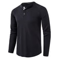thumbnail image 1 of SWSMCLT Men's Long Sleeve Henley Solid Lightweight Crew Neck T-Shirt Waffle Knit Tshirt Quick Dry Tees Fall Casual Top Slim Fit Black X-Large, 1 of 3