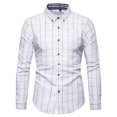 thumbnail image 1 of Lu's Chic Men's Long Sleeve Shirts Button Down Plaid Cotton Blend Regular Fit/Classic fit Casual Lapel Collar Printed Loose Tops White Small, 1 of 2