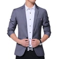 thumbnail image 1 of SWSMCLT Men's Long Sleeved Sport Button Suit Separate Coat Business Suit Jacket Formal Fitted Work Grey 34, 1 of 3