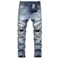 thumbnail image 1 of SWSMCLT Men's Fall Denim Pant Stretch Jeans Chic Pants Stretchy Comfy Breathable Blue 32, 1 of 5