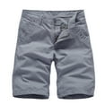 thumbnail image 1 of SWSMCLT Men's Capri Short with Pocket Outdoor Solid Shorts Flat Front Full Cotton Below Knee Summer Regular Fit Straight Leg Fashion Grey 32, 1 of 5