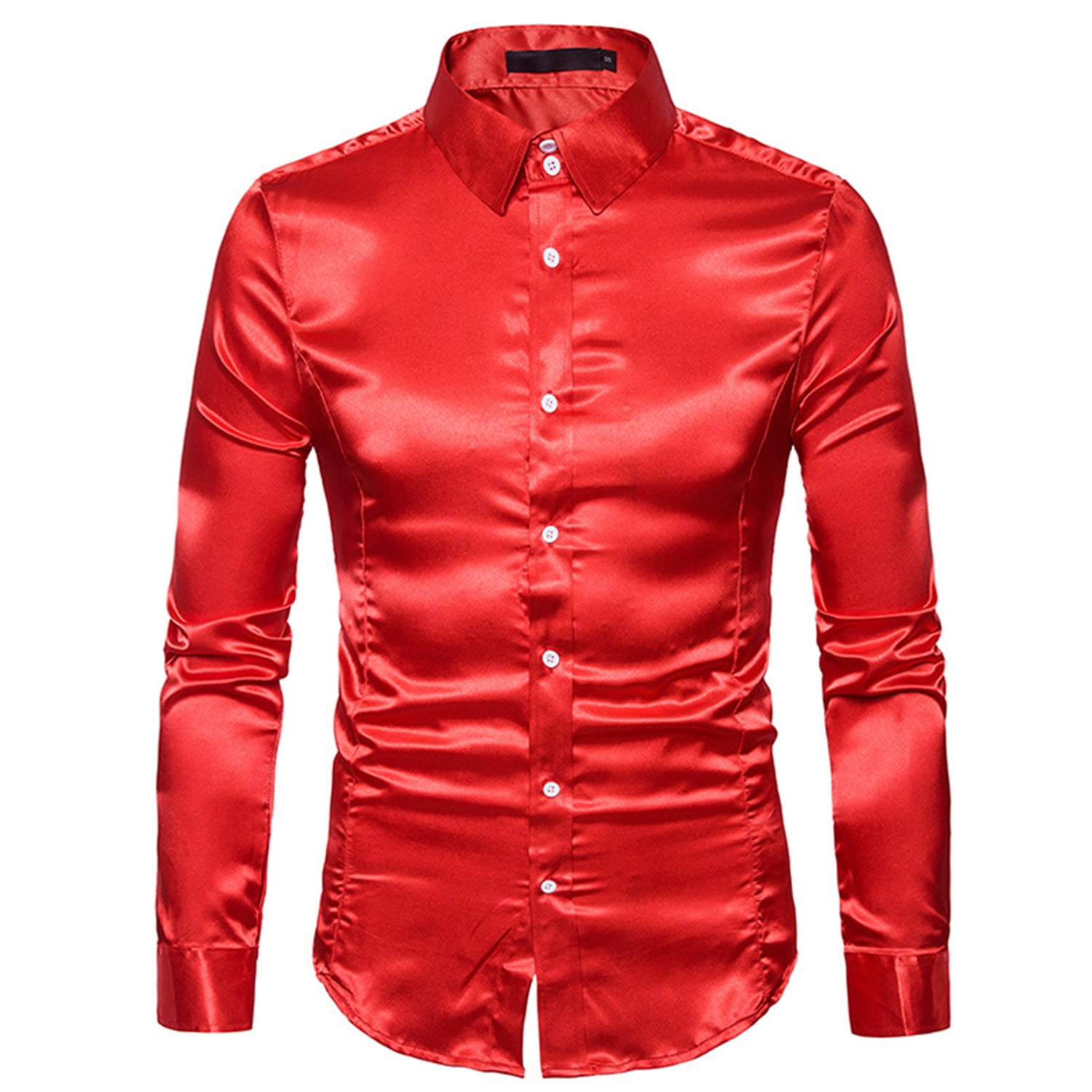 SWSMCLT Lu's Chic Men's Silk Dress Shirt Satin Long Sleeve Collared Button Up Shirts Slim Fit Fancy Halloween Tuxedo Shirts Red XX-Large, Size: 2XL SWSMCLT Lu's Chic Men's Silk Dress Shirt Satin Long Sleeve Collared Button Up Shirts Slim Fit Fancy Halloween Tuxedo Shirts Red XX-Large, Size: 2XL