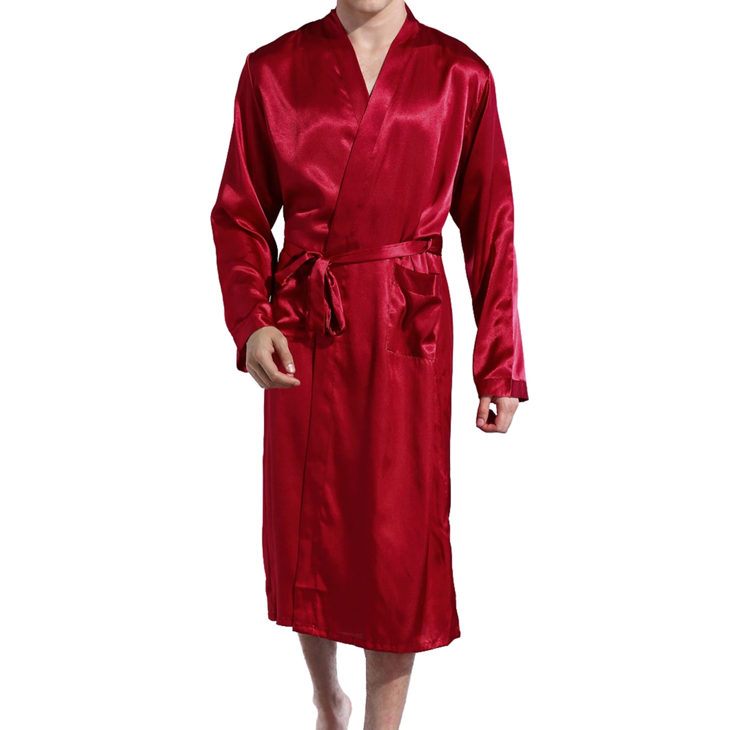 Mens Red Silk Robe 