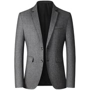 Lus Chic Mens Single Breasted Blazer Business Casual Suit Jacket Cozy Two Button Casual Blazer Jacket Grey 38