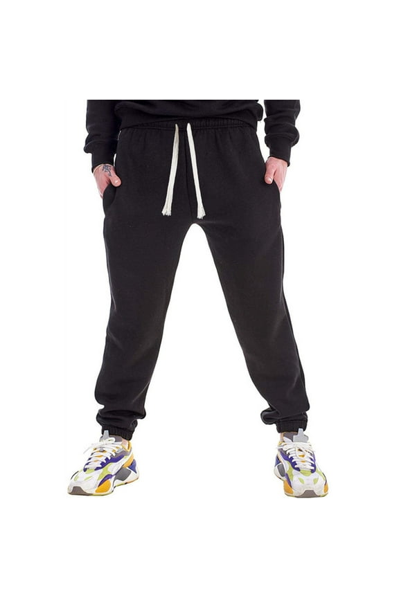 SWSMCLT Men's Sports Pant Snow Sweatpants Elastic Waist Lounge Joggers Casual Fleece Lined Pants Slim Fit Soft Jogger Black Small