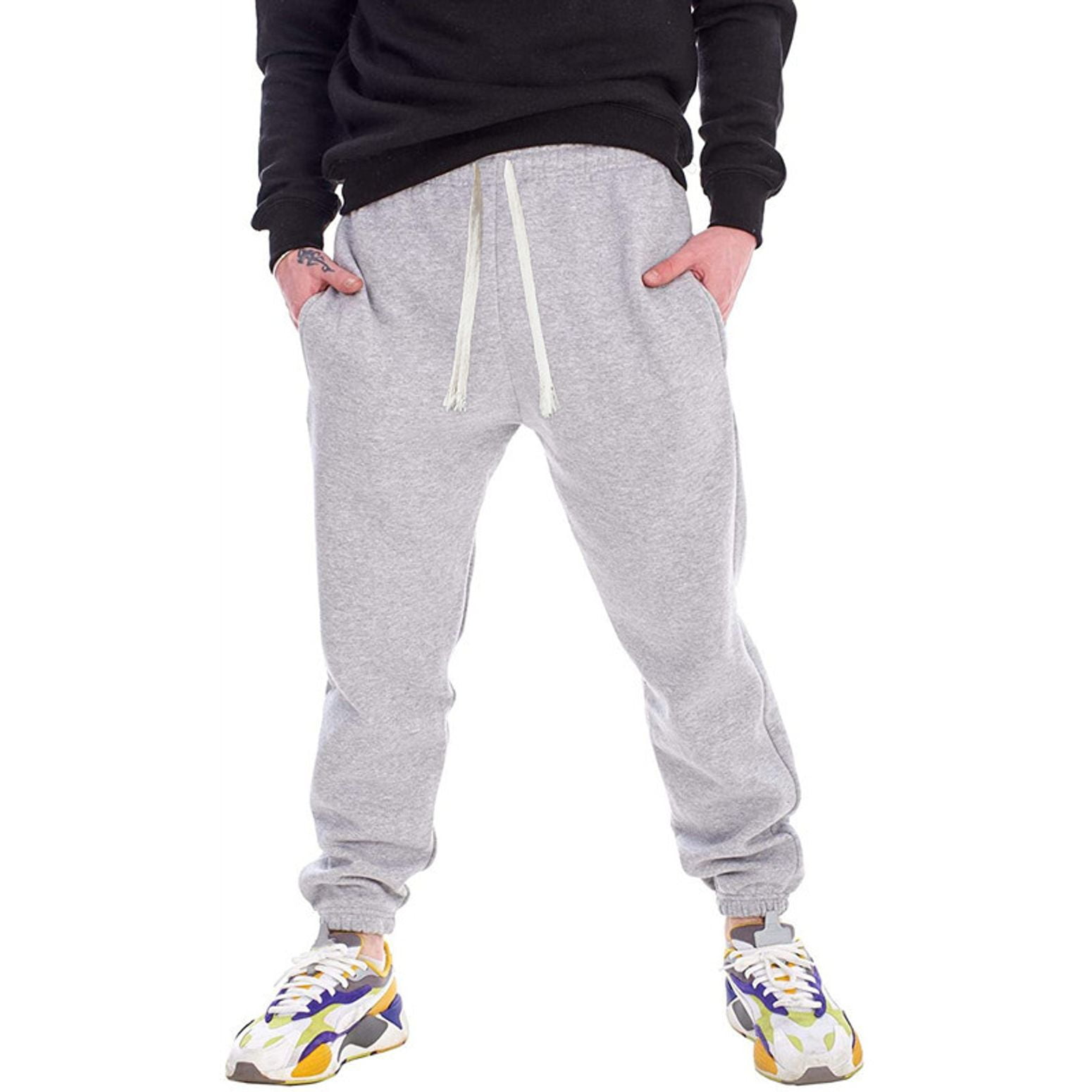 SWSMCLT Men s Sports Pant Snow Sweatpants Elastic Waist Lounge Joggers Casual Fleece Lined Pants Slim Fit Soft Jogger Light Grey XX Large