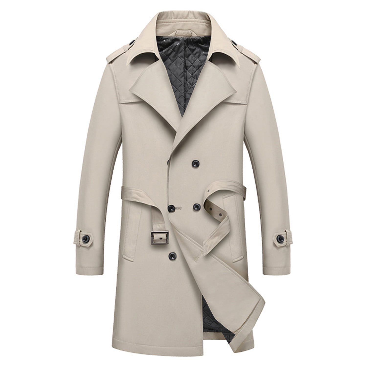 Lu's Chic Men's Trendy Trench Coat Fitted Slim Fit Buckle Business ...