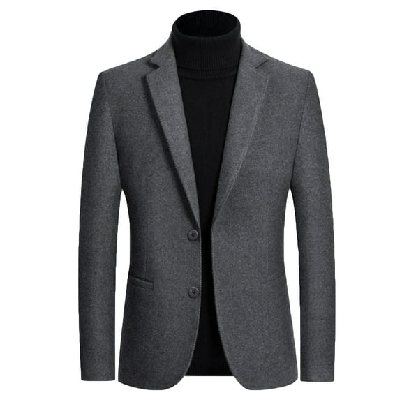 Lu's Chic Men's V Neck Blazer Sport Coat Fall Suit Jacket Cozy Classic Soft Valentines Day Grey5 Large