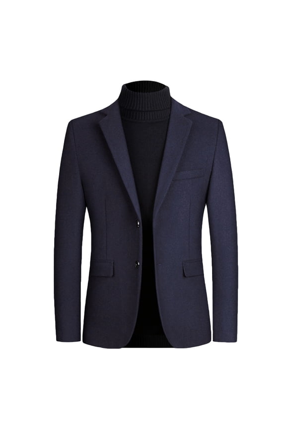 Lu's Chic Men's V Neck Blazer Sport Coat Fall Suit Jacket Cozy Classic Soft Valentines Day Navy2 X-Large