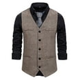 thumbnail image 1 of SWSMCLT Men's Waistcoat Fitted Formal Cotton Business V Neck Suit Vest Sleeveless Formal Top Coffee 40, 1 of 5