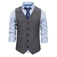 thumbnail image 1 of SWSMCLT Men's Waistcoat Fitted Formal Cotton Business V Neck Suit Vest Sleeveless Formal Top Grey 44, 1 of 3