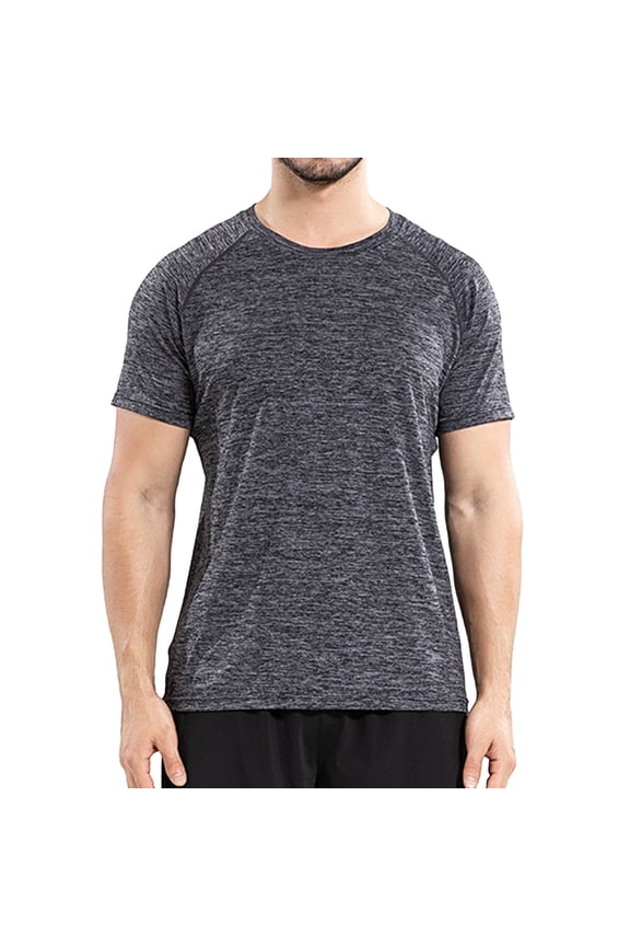 Men's Workout Athletic Shirts Quick Dry Active Short Sleeve Summer T-shirt Moisture Wicking Gym Performance Crew Neck Tops Dark Grey Small
