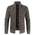 thumbnail image 1 of Lu's Chic Men's Zip Up Cardigan Sweater Full Lightweight Zipper Long Sleeve Warm Winter Outerwear Brown 36, 1 of 2