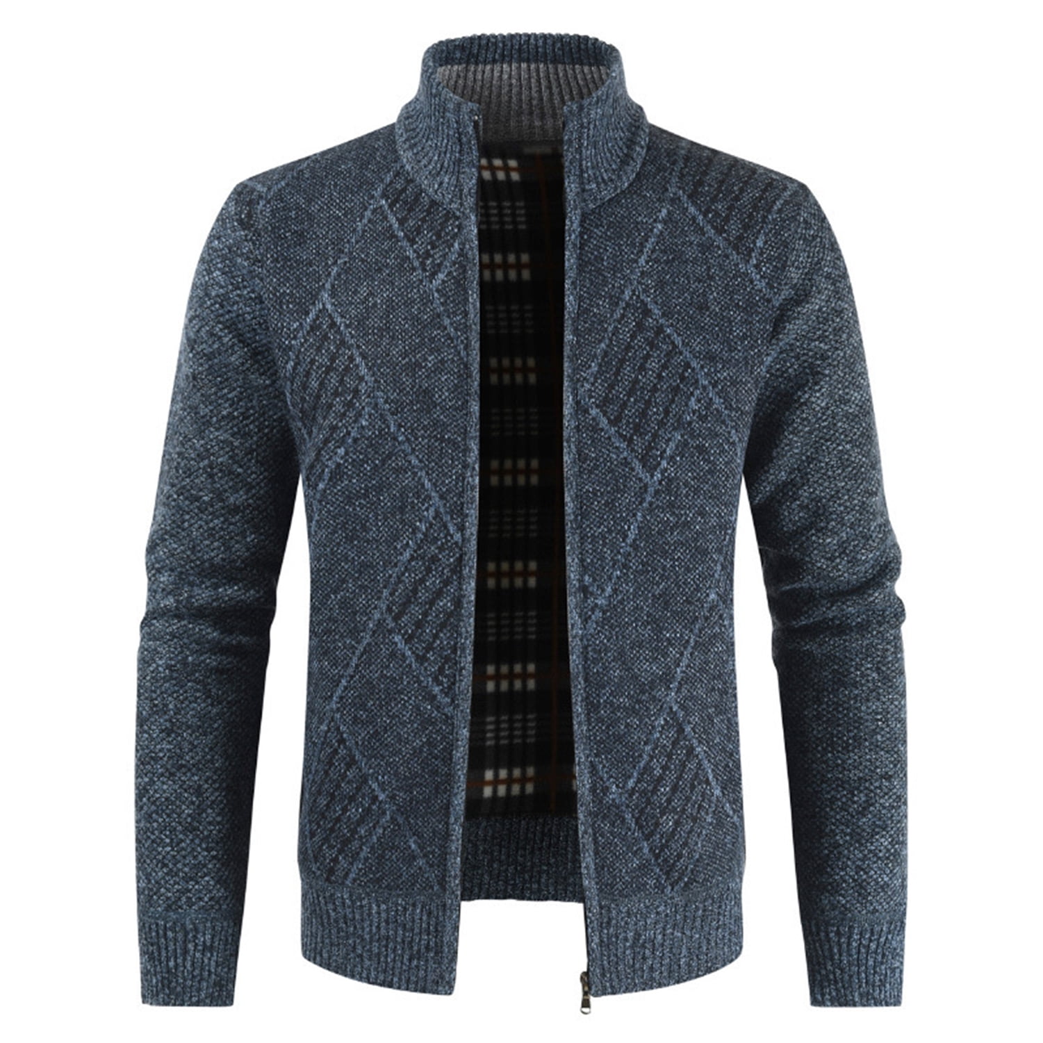 Lu's Chic Men's Long Sleeve Cardigan Sweater Thermal Slim Fit