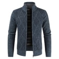 thumbnail image 1 of Lu's Chic Men's Zip Up Cardigan Sweater Full Lightweight Zipper Long Sleeve Warm Winter Outerwear Navy 40, 1 of 2