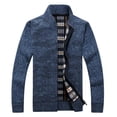 thumbnail image 1 of Lu's Chic Men's Zip Up Cardigan Sweater Full Zipper Long Sleeve Knitwear Knitted Tops Warm Winter Blue 42, 1 of 1