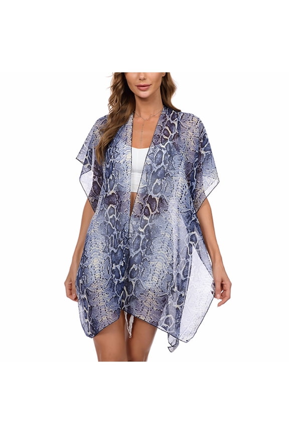 Lu's Chic Women's Beach Cover Up Light Shawl Sheer Cape Summer Chiffon Holiday Thin Cozy Short Sleeve Pashmina Scarf Style2 Small-X-Large