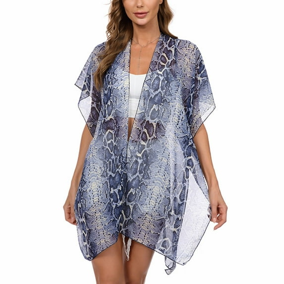 Lu's Chic Women's Beach Cover Up Light Shawl Sheer Cape Summer Chiffon Holiday Thin Cozy Short Sleeve Pashmina Scarf Style2 Small-X-Large