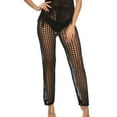 thumbnail image 1 of Lu's Chic Women's Beach Cover Up Pants Crochet Stretch Drawstring Straight Leg Knit Summer Swimsuit Pant Black Large, 1 of 4
