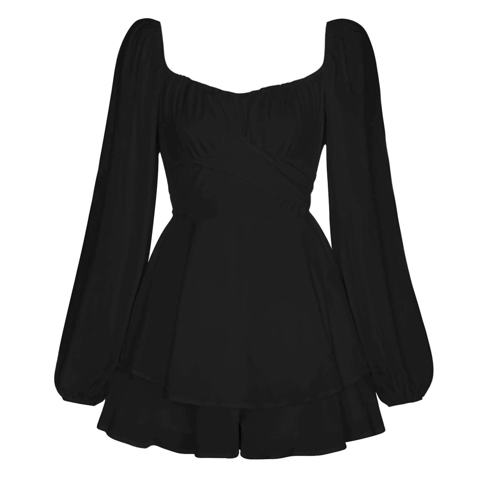 Women Clothing Sexy Swing Collar Sexy Tight Long Sleeve Romper