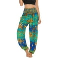thumbnail image 1 of SWSMCLT Women's Boho Pants Smocked Waist Harem Cinch Bottom Beach Trousers Print Bloomer Yoga Hippie with Pockets Bohemian Aladdin Indian Thai Baggy Patterned2 One Size, 1 of 5