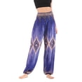 thumbnail image 1 of Lu's Chic Women's Boho Pants Smocked Waist Hippie Harem Yoga Gypsy Palazzo Summer Beach Pants Navy One Size, 1 of 5