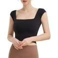 thumbnail image 1 of SWSMCLT Women's Crop Tops Sleeveless Shirt Open Back Blouse Slim Fit T Shirt Soft Basic Summer Stretch Square Neck Black Medium, 1 of 4
