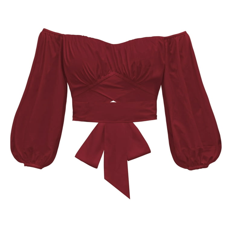 3/4 sleeve Lantern sleeve Mini Off Shoulder T-shirt