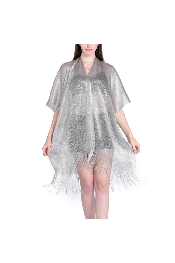 Lu's Chic Women's Fall Scarf Chiffon Scarves Sheer Beach Mesh Fashion Fringe Cozy Elegant Soft Summer Pashmina Black Grey Small-X-Large