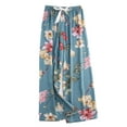 thumbnail image 1 of Lu's Chic Women's Flowy Pants Floral Casual Loose Baggy Beach Bohemian Boho Palazzo Wide Leg Capris Lounge Culottes Pajama Bottoms Patterned18 X-Small-X-Large, 1 of 2