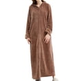 thumbnail image 1 of Defitshape Women's Fuzzy Fleece Robe Ladies Zip Up Thermal Fluffy Bathrobe Hooded Housecoat Soft Winter Maxi Duster RobeThick Warm Long Sleeve Coffee X-Large, 1 of 3