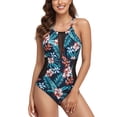 thumbnail image 1 of SWSMCLT Women's Sexy Halter Bathing Suit High Waisted One Piece Swimsuit Slimming Modern Swim Suit Flower 8, 1 of 4
