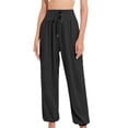 thumbnail image 1 of SWSMCLT Women's High Waisted Pants Long Yoga Soft Jogger Trousers Pants Gym Yoga Drawstring Loose Spandex Black 12, 1 of 4