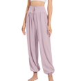 thumbnail image 1 of SWSMCLT Women's High Waisted Pants Long Yoga Soft Jogger Trousers Pants Gym Yoga Drawstring Loose Spandex Light Purple 12, 1 of 4