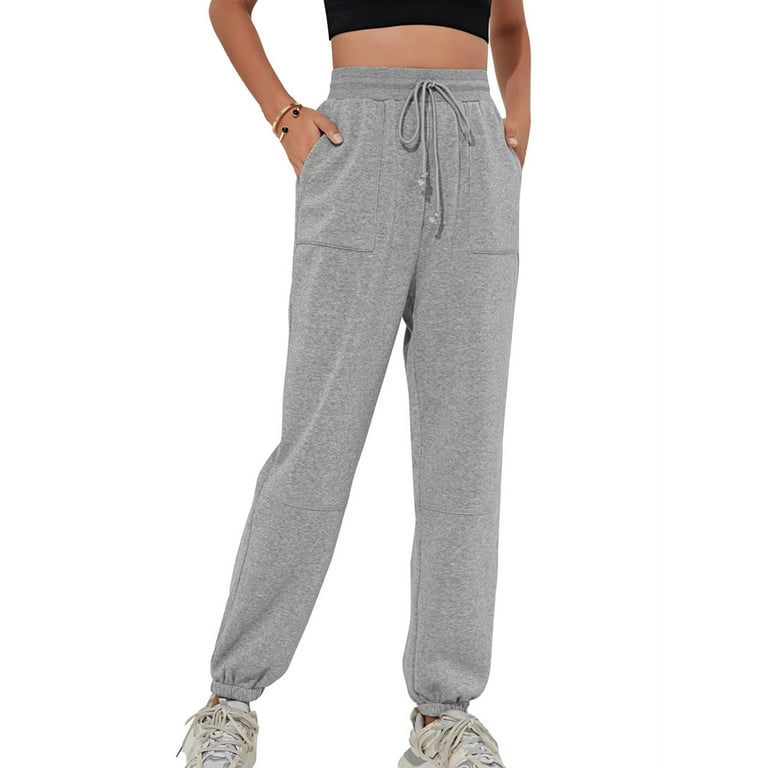 Lu s Chic Women s High Waisted Pants Thermal Sweatpants Baggy Joggers Long Warm Drawstring Casual Athletic Lounge Comfy Thick Gym Loose Trousers Plain