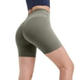 thumbnail image 1 of SWSMCLT Women's High Waisted Yoga Biker Pants Tummy Control Short Soft Lightweight Gym Thin Workout Thigh Olive Small, 1 of 1