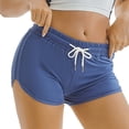 thumbnail image 1 of SWSMCLT Women's Yoga Shorts Workout Stretch Activewear Lightweight Summer Athletic Gym Elastic Band Casual Mid Waisted Drawstring Ladies Female Short Blue X-Large, 1 of 5