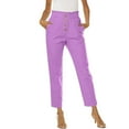 thumbnail image 1 of Defitshape Women's Linen Casual Pants Fashion High Waist Spring Light Soft Thin Summer Autumn Travel Ankle Casual Violet 12, 1 of 1