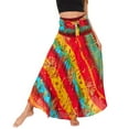 thumbnail image 1 of Lu's Chic Women's Long Boho Skirts Bohemian Hippie Skirts Summer Travel Beach Flowy Gypsy Maxi Long Skirts Pleated Halter Midi Dresses Smocked Elastic High Waist Tie Dye Bright Orange Small-X-Large, 1 of 5